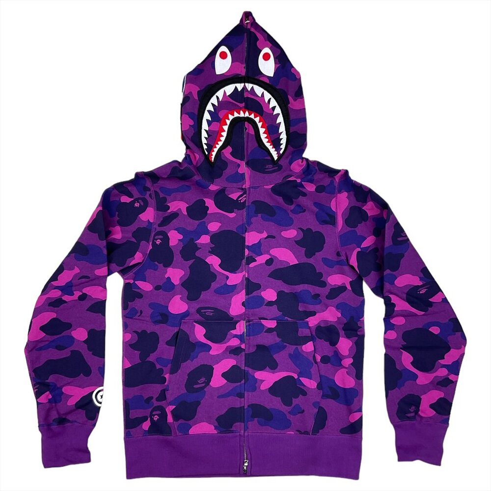 BAPE Color Camo Shark WGM Full Zip Hoodie Purple | A Bathing Ape - Picture 2 of 12